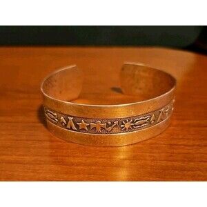 Vintage 90's Copper Native American Southwestern Style Cuff Bracelet, 5.25in
